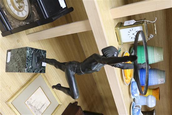 A Max le Verrier spelter model of a dancer, on stand height 63cm